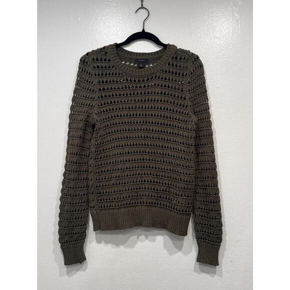 Halogen Green Crochet Sweater Women’s Size Small Long Sleeve Knit Modern Minimal - Picture 1 of 7